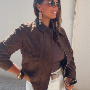 Bombers suede marron- Nancy